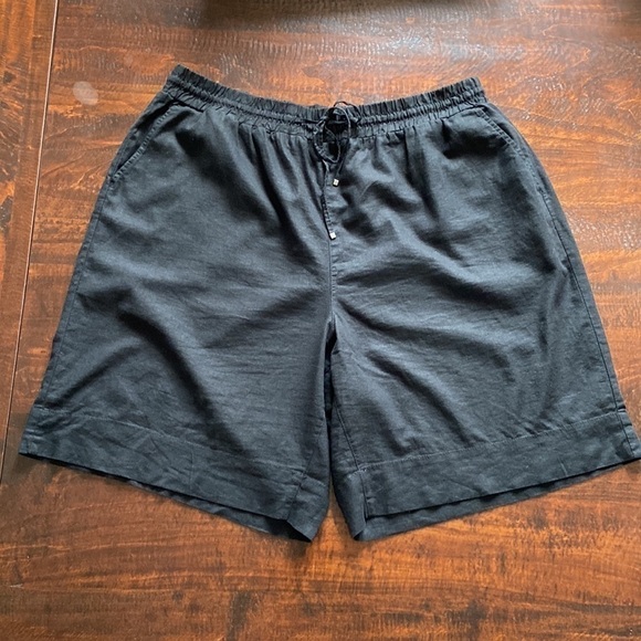 ADDITION Elle Linen Blend Pull-On Bermuda Shorts Black Size 2X - Picture 7 of 16